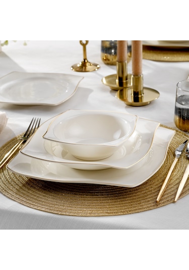 Schafer Bety Yemek Takımı 48 Parça-gold Altın - Beyaz