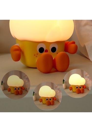 Cbtx Patlamış Mısır Şekli Silikon + Abs Dokunmatik Gece Lambası Başucu Lambası Yatak Odası Dekorasyon Led Işık