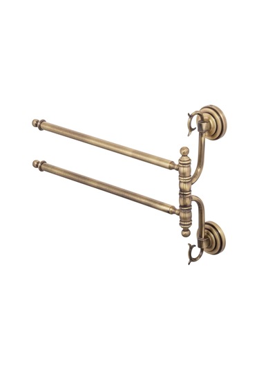 İsaoğlu Yapı Pirinç İkili Havluluk Antik Gold Komple Pirinç Premium Vintage Banyo Havluluk Askılık Gold