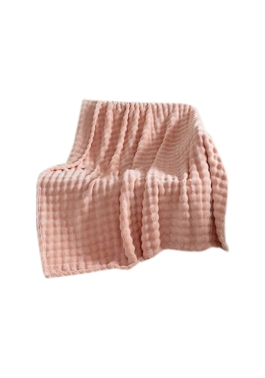 Novahub 70x100cm Tek Katlı Flanel Battaniye Basit Yatak Örtüsü Hediyeler Mercan Polar Battaniye Pembe Pembe