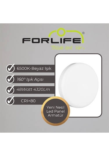 Forlife 48watt Yeni Nesil Sıva Üstü Led Panel Armatür Beyaz Işık Beyaz