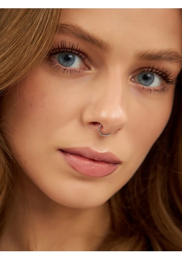 Markiz Burun Septum Piercing Taklidi 925 Ayar Gümüş Sahte 71439313 Gri
