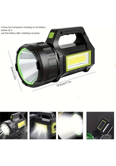 Xuweiwei 1 Adet El Feneri Süper Parlak Güneş Enerjili 7 Modlu Cob Yan Aydınlatmalı Taşınabilir Kamp Lambası Açık Hava Seyahat Acil Durum Bakır - Siyah