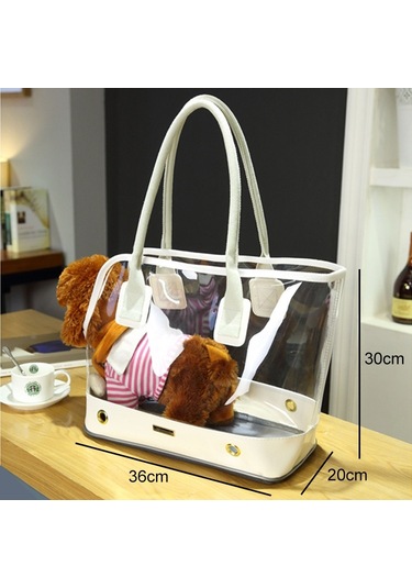 Dodopet Açık Taşınabilir Moda Şeffaf Kedi Köpek Pet Taşıma Çantası Çanta Omuz Çantası, Boyut: 36 X 20 X 30cm Beyaz