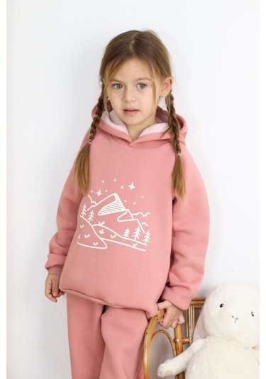 3 İp Baskılı Kapüşonlu Şardonlu İkili Takım 001