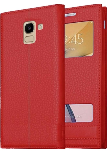 Samsung Galaxy J6 J600 Uyumlu Pencereli Kapaklı Magnum Kılıf