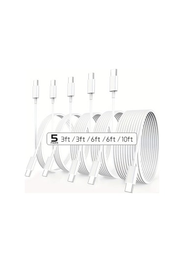Willowhaven 5 Adet Suelıen Usb-c Kablo 60w Hızlı Şarj 3.3ft 6.6ft 10ft İphone Uyumlu 15 Samsung S24 İpad Uyumlu