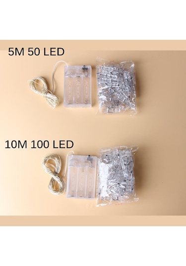 5m 10m Led Fotoğraf Klip Dize Işık Peri Işıklar Noel Çelenk Ev Duvar Partisi Kamp Yeni Yıl Saçak Dekorasyon 5m 50led Sıcak Beyaz