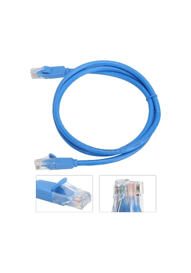 Fosenze 1m Uzunlukta Cat.6 Rj45 Ağ Kablosu - Gigabit Hızlı Veri Aktarımı, 8 Çekirdekli, Elektromanyetik Etkilere Dayanıklı, Mavi