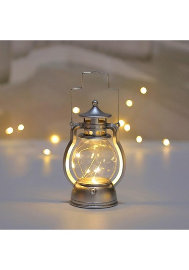 Suntek Dekoratif Yağ Lambası Noel Led Fener Lamba Ev Gümüş Diğer