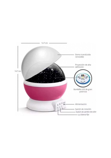 Masa Gece Lambası Yıldız Projektörlü Çocuk Odası Usb Kablolu Pembe