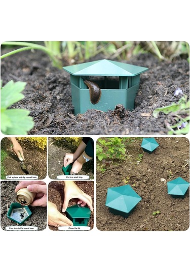 Neevoyu 10'lu Yeşil Plastik Bahçe Çarkırtı Ve Salyangoz Tuzağı - Çevre Dostu Bitki Koruyucu 10x6x7cm