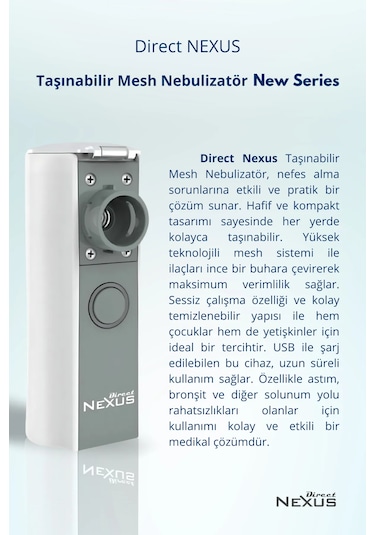 Direct Nexus New Series Taşınabilir Mesh Nebulizatör