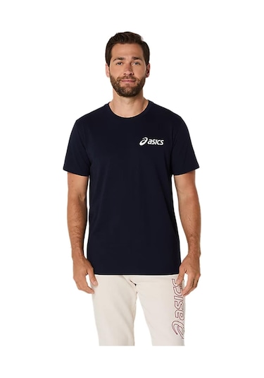 Asics Erkek Tişört Chest Logo Ss Tee 2031e659-402 Koyu Lacivert