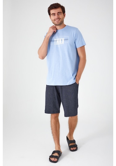 Arnetta Natural Bulut Mavisi Erkek Bermuda Takım 001