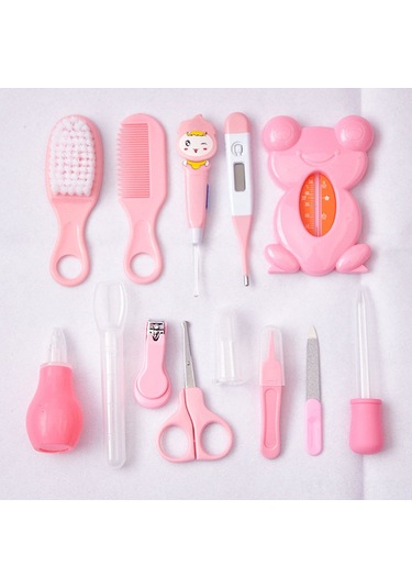 Jeehugo Bebek Bakımı 13'lü Set: Burun Emici, Tırnak Kırıcı Ve Temizlik Araçları - Güvenli, Hafif Pembe Paket