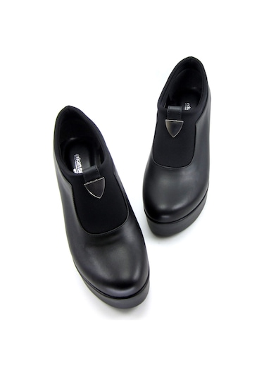 Erkan Saçmacı Sofia Exclusive Siyah Streç Tokalı Dolgu Topuklu Günlük Ayakkabı