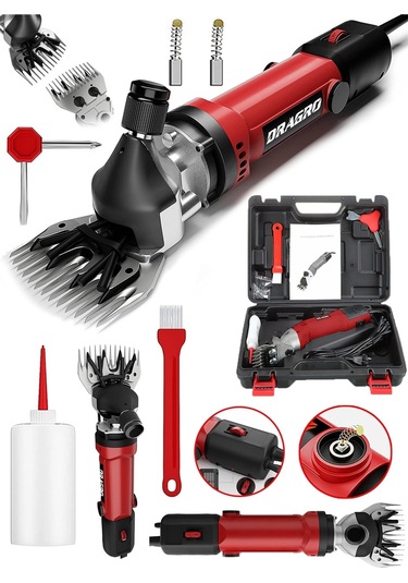 Dragro Alman Drg-4200w Devir Ayarli Bakir Sargili Çelik Şanzuman Koyun Keçi Kirkma Makinesi -kırmızı