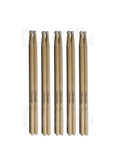 Mendini Baget Plastik Uçlu 5 Çift - Davul - Bateri Bageti Drumsticks 5a Pürüzsüz Yüzey