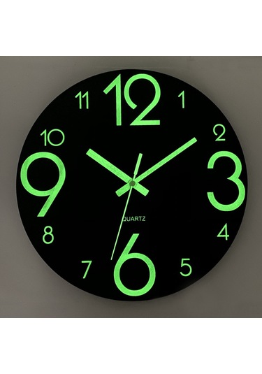 Moveevo 25cm Ahşap Işıklı Sessiz Duvar Saati - Kreatif Fosforlu - Ev Dekoru - Konforlu Kullanım Ahşap