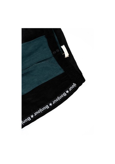 Kadın Siyah Souchi Bonjour Şeritli Yeşil Kadife Pantolon Yeşil