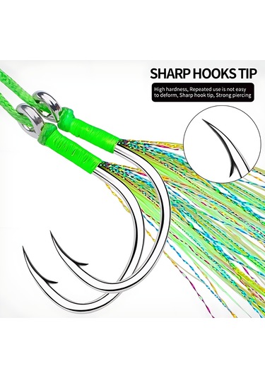 Hokkaido 4/0 Numara 1 Adet Çiftli,glow Simli ,jig Asist,iğne Boyu 45 Mm No:4/0