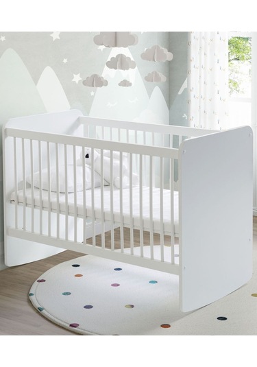 BW1020 - Sallanır Sabitlenir Pratik Kademeli Bebek Beşik Beyaz 60x120 Beyaz