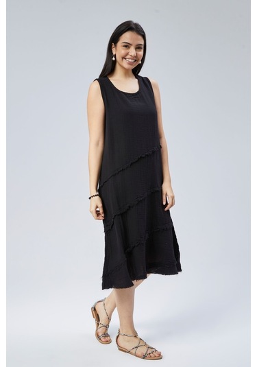 Muslin Elbise Yazın Vazgeçilmesi Siyah