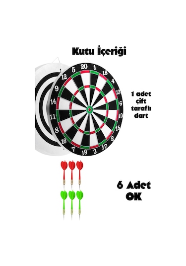 15 İnç Çift Taraflı Dart Tahtası Seti 6 Çelik Oklu Dart Hedef Tahtası Oyunu Takımı Dart Seti 517