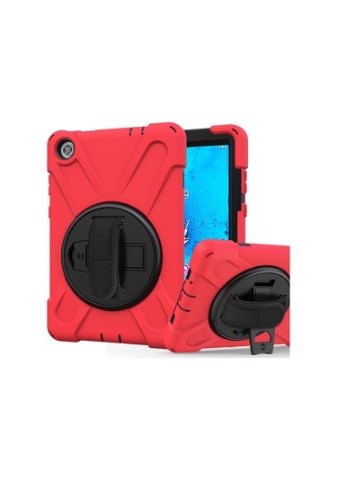 Butu Lenovo Uyumlu Tab M8 8" Tb-8505f/8505x 2019 Kalem Yuvası El Bandı 360 Dönebilen Pc + Silikon Kickstand Tablet Kılıfı