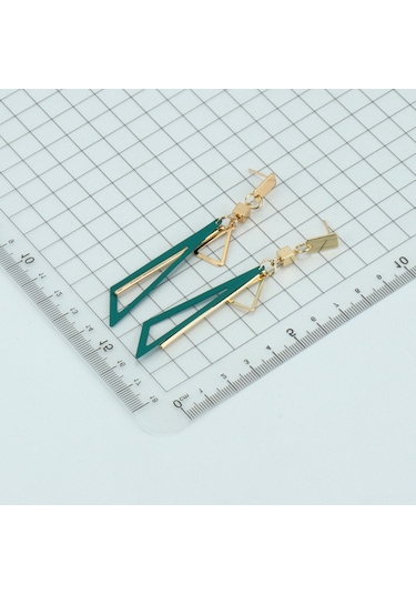 Geeksen "geometrik Yeşil Altın Renkli Küpe - Şık Ve Hafif Aksesuar" Gold