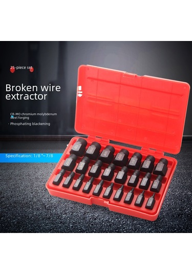 Aubyhe 25 Parça İngiliz Standardı Kırık Vida Çıkarıcı Seti - Kaygan, Hasarlı Cıvata Ve Somunları Çıkarma Aleti 10 Parça Boşluklu Çıkarıcı Dahil