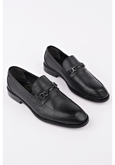 Muggo Bondy Hakiki Deri Klasik Günlük Ortopedik Erkek Ayakkabı Siyah