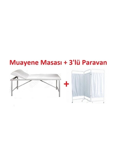 Muayene Masası + 3 Katlı Paravan İle Birlikte