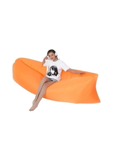 Prestigegoods 200x70cm Açık Taşınabilir Tembel Su Şişme Kanepe - Plaj, Çim İçin Güvenli, Dayanıklı, 190t Polyester Turuncu