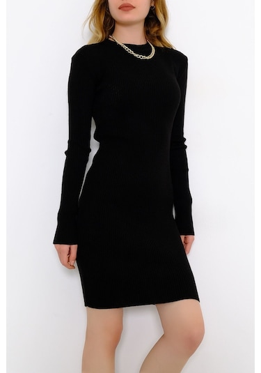Bensu Store - Bisiklet Yaka Triko Elbise Siyah - 571.1612. 001
