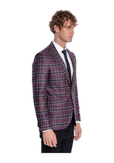 Slim Fit Sivri Yaka Mor Erkek Ceket 001