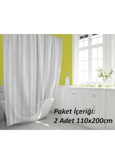 Tropik Home-mermerdesen Beyaz-çift Kanatlı Banyo Perdesi 110x200