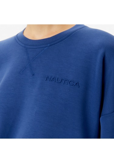 Nautica Kadın Mavi Regular Fit Sweatshirt Düz 47k101t Mavi