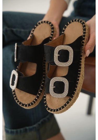 Kocadal Kocadal Tyna Süet Siyah Taşlı Kadın Terlik Muhtelif