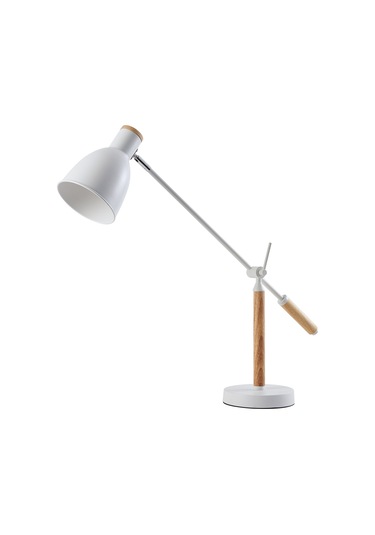 Marmo Ahşap Detaylı Beyaz Ders Çalışma Masası Lambası Beyaz - Kahverengi