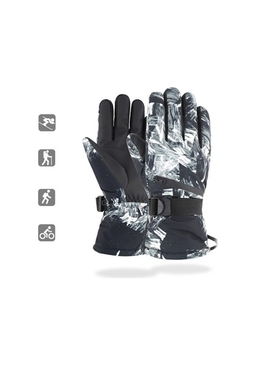 Geeksen Kışlık Erkek Kadın Çiftler İçin Isı Sağlayan Dokunmatik Ekranlı Su Geçirmez Bisiklet Eldiveni Beyaz Xl Beyaz