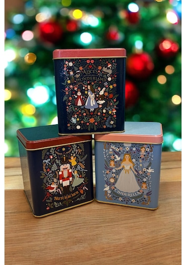 Evle Tales Desenli 12x12x13 Cm Metal Dekoratif Kutu