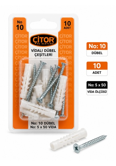 Çitor Vidalı Dübel Çoklu Paket 5 x 50