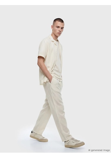 Lc Waikiki Ekru Loose Fit Erkek Müslin Pantolon