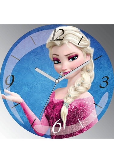 Frozen Elsa Isimsiz Bombeli Cam Sessiz Duvar Saati Çok Renkli
