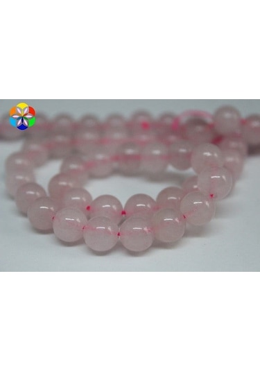 Pembe Kuvars Taşı YARIM Dizi 8mm (18cm uzunluğundadır)