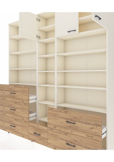 Arges Dolap 17 Raflı 6 Çekmeceli 3 Kapaklı 220x30x243 Aytaşı-aytaşı/çam Aytası/atlas Çam