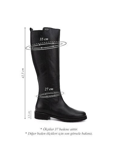 Gönderir Kadın Siyah Floter Fermuarlı Kauçuk Taban Hakiki Deri Çizme Gkzc13444551 Siyah