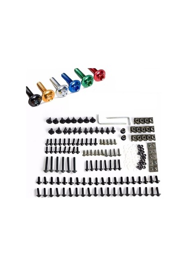 Pazly Motosiklet Gövdeleri İçin 223 Parça Renkli Montaj Cıvata Seti - Spor Motosikler İçin Uyumlu, Kolay Kurulum, Mavi-siyah Depolama Kutusu Siyah